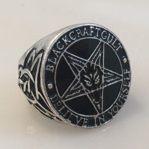 Large Black Craft Cult Star Ring